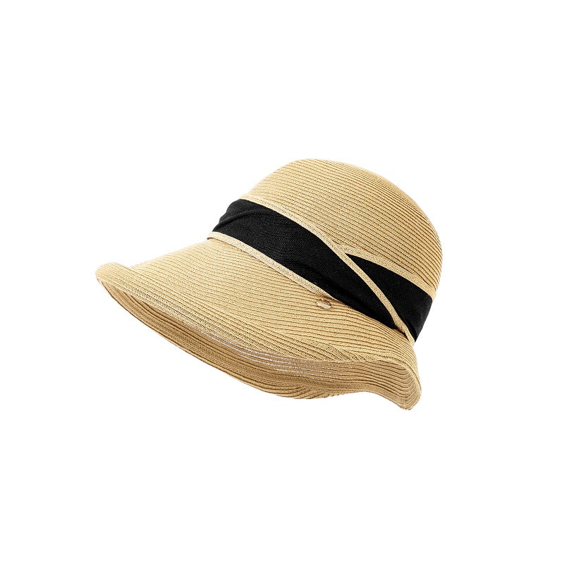 Sombrero de paja para mujer estilo elegante – Ala ancha, protección solar UPF50+, transpirable, plegable, ideal para playa, vacaciones y uso diario – Talla ajustable 56-58 cm