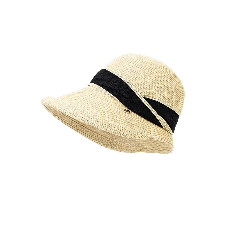 Sombrero de paja para mujer estilo elegante – Ala ancha, protección solar UPF50+, transpirable, plegable, ideal para playa, vacaciones y uso diario – Talla ajustable 56-58 cm