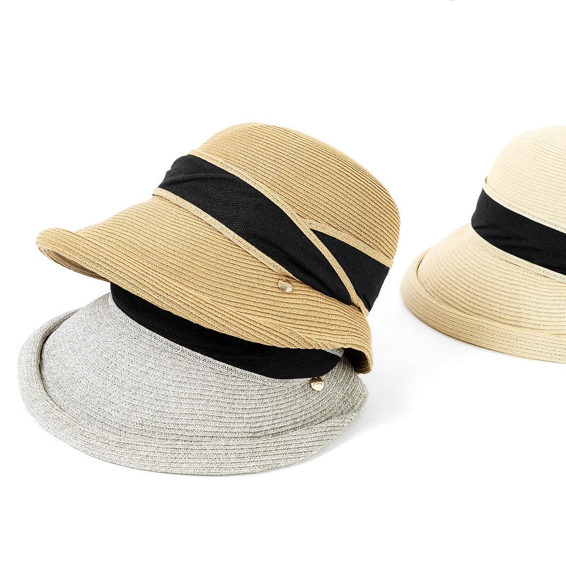 Sombrero de paja para mujer estilo elegante – Ala ancha, protección solar UPF50+, transpirable, plegable, ideal para playa, vacaciones y uso diario – Talla ajustable 56-58 cm