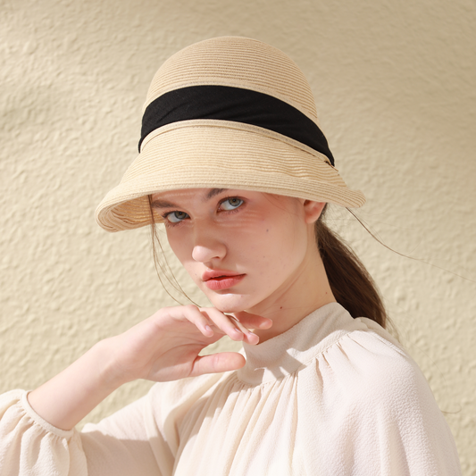 Sombrero de paja para mujer estilo elegante – Ala ancha, protección solar UPF50+, transpirable, plegable, ideal para playa, vacaciones y uso diario – Talla ajustable 56-58 cm